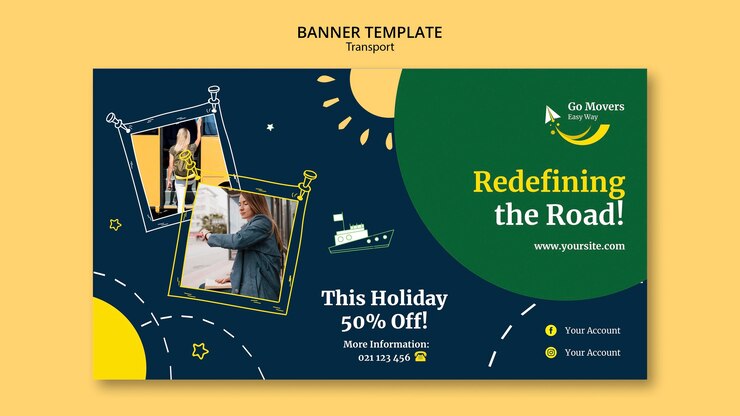 मुफ़्त PSD transportation service banner template