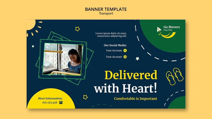 मुफ़्त PSD transportation service banner template