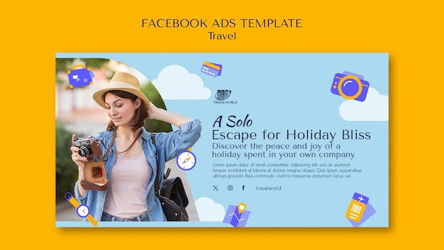 PSD gratuito modello di facebook per le avventure di viaggio