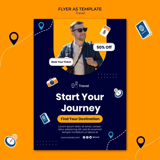 Travel adventure flyer with discount