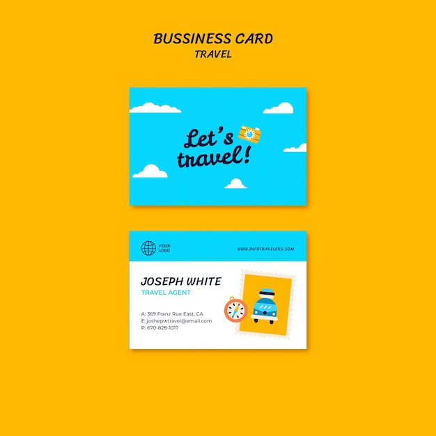 Free PSD travel and adventure horizontal business card template