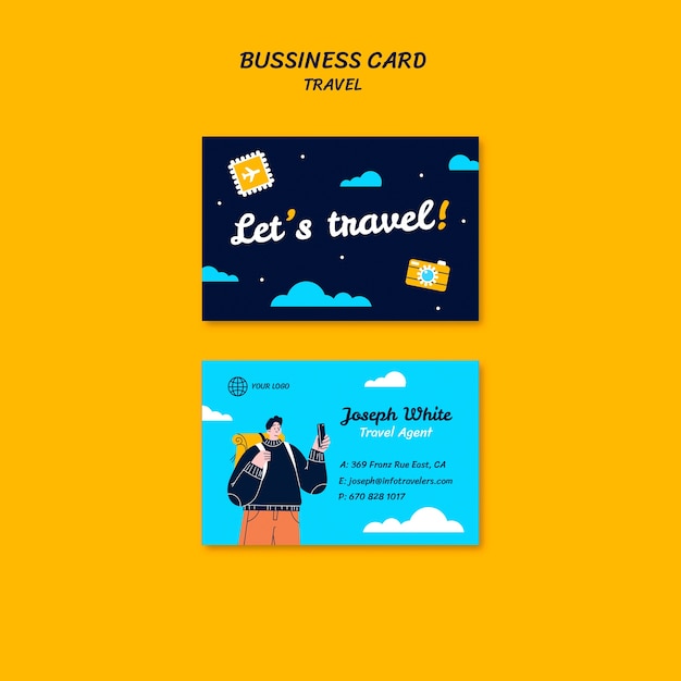 Free PSD travel and adventure horizontal business card template