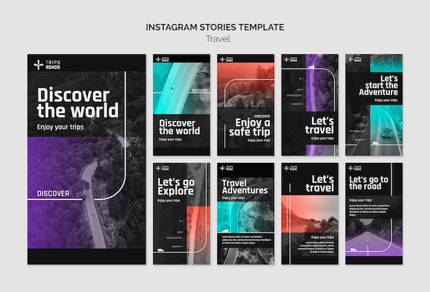 PSD gratuito modello di storie di instagram di avventura di viaggio