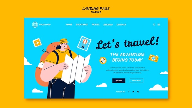 Free PSD travel and adventure landing page template