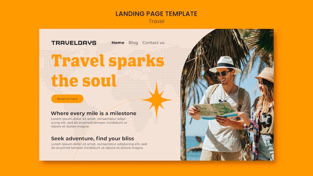 Free PSD travel adventure landing page template