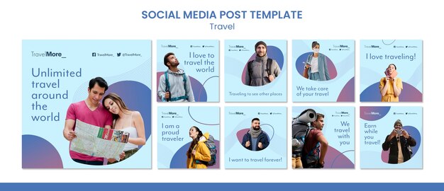Travel adventure social media post template