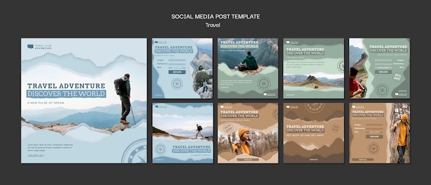 Free PSD travel adventure social media posts