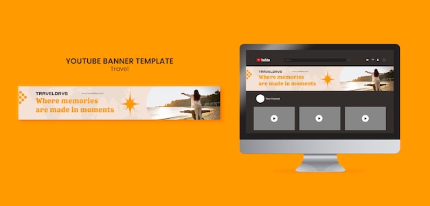 Free PSD travel adventure youtube banner template