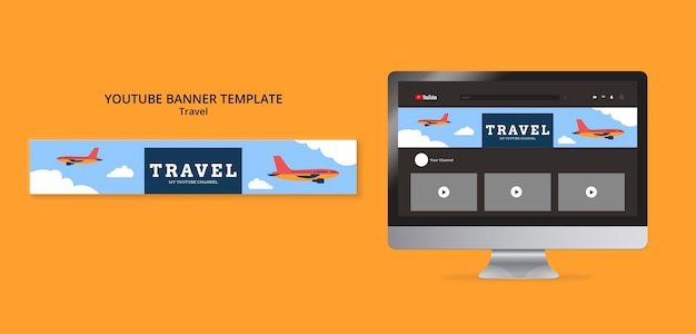 Travel adventure youtube banner template