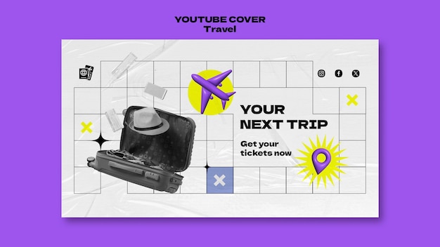 Travel adventure youtube cover template