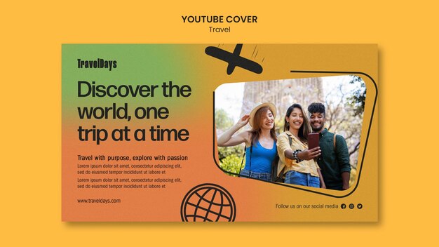 Free PSD travel adventure youtube cover template