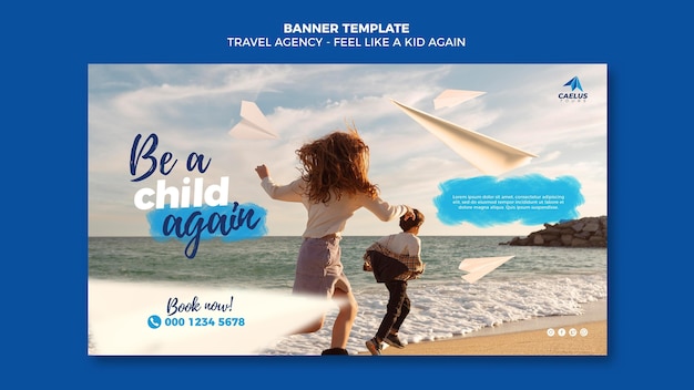 Free PSD travel agency banner template at seaside