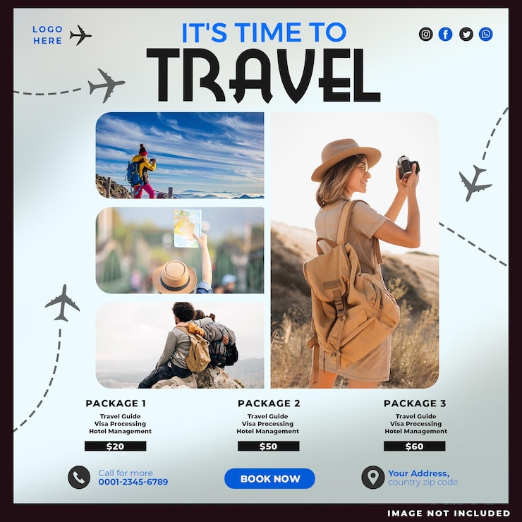 Free PSD travel agency social media post template