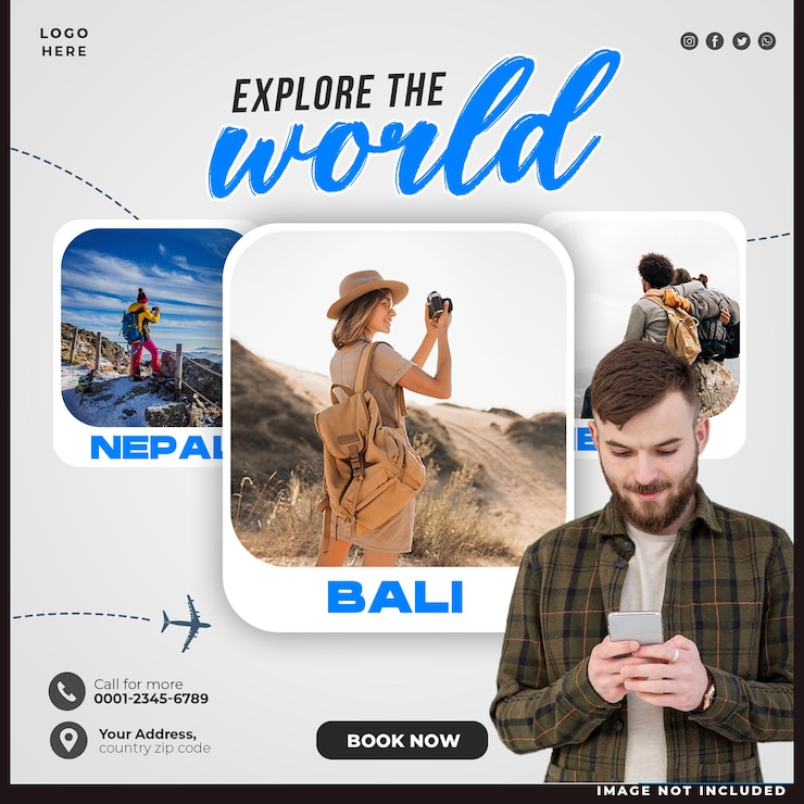 Free PSD travel agency social media post template
