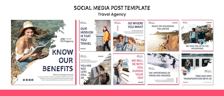Free PSD travel agency social media post