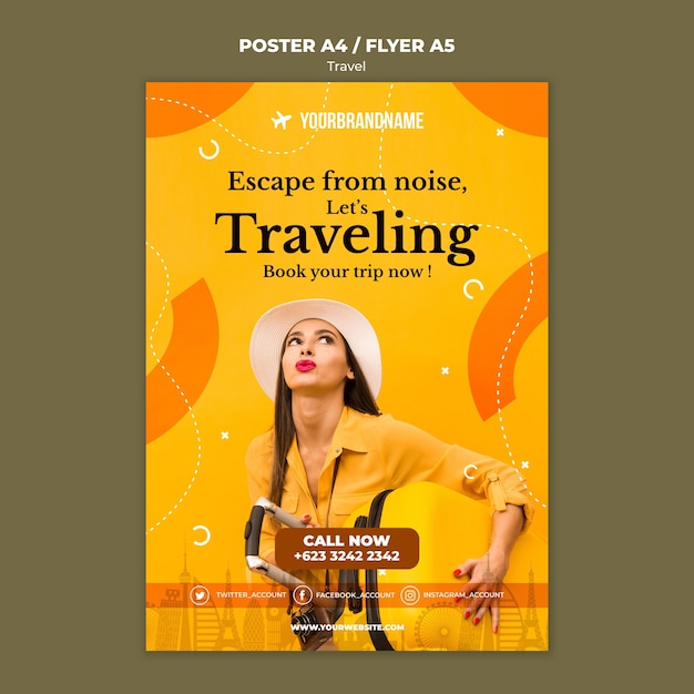 Free PSD travel agency template flyer