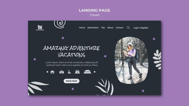 Free PSD travel agency template landing page