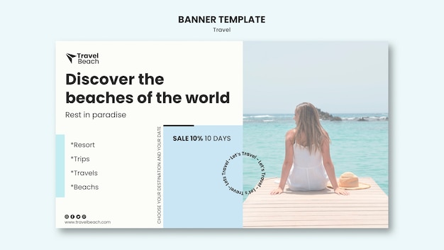 Free PSD travel beach banner template