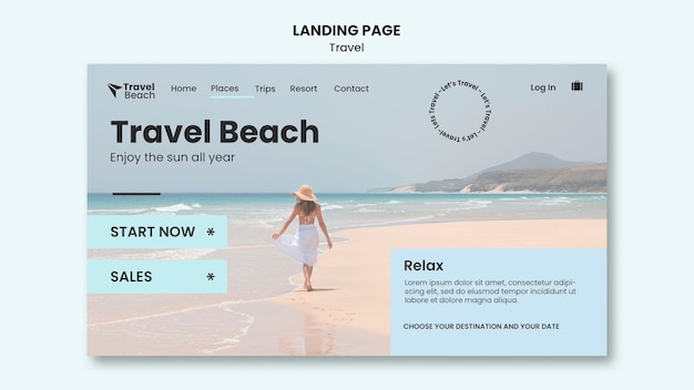 Free PSD travel beach landing page