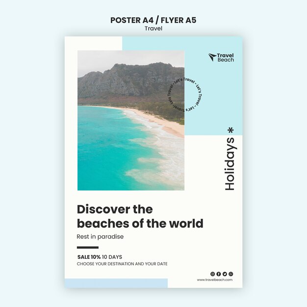 Travel beach poster template