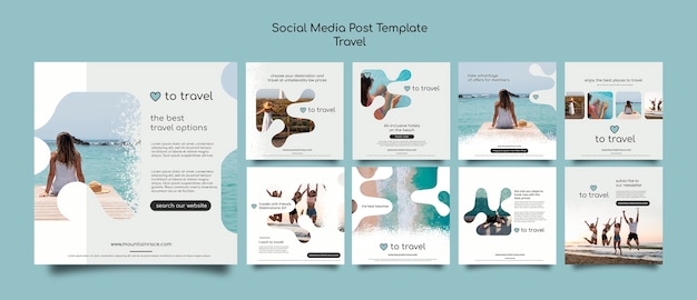 Free PSD travel concept social media posts