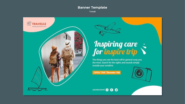 Free PSD travel design template of banner