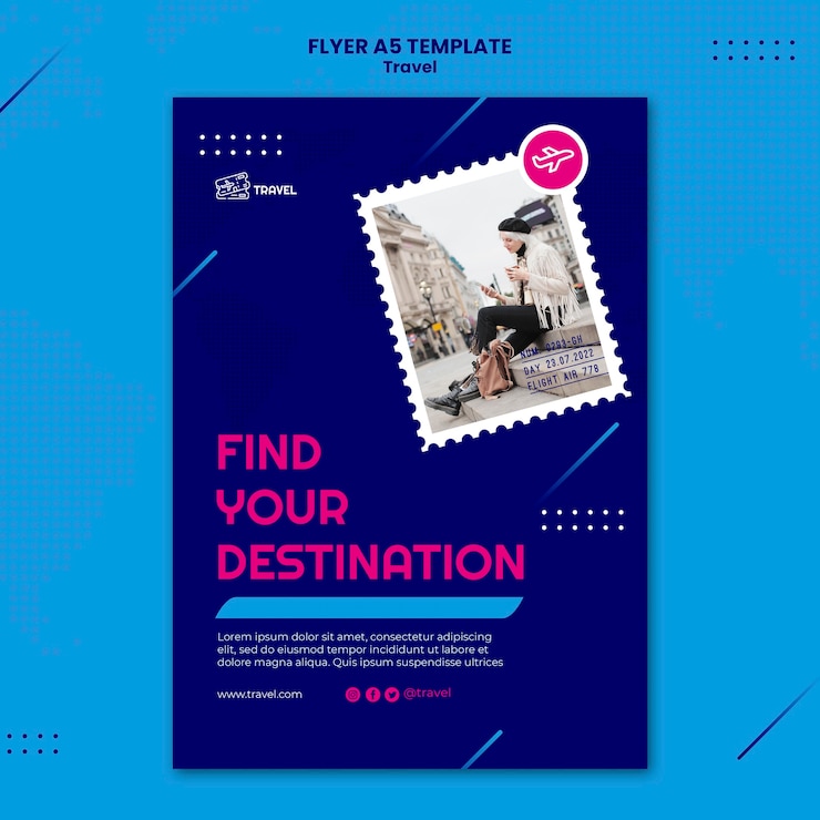 Free PSD travel design template of flyer