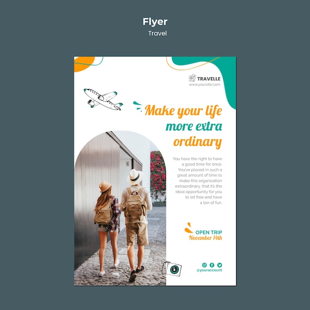 Free PSD travel design template of flyer