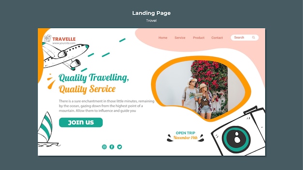 Travel design template of landing page