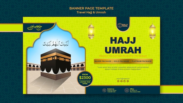 PSD gratuito modello di banner di viaggio hajj e umrah