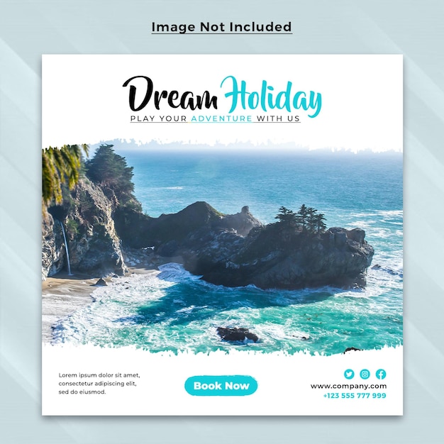 Travel holiday for social media post banner template