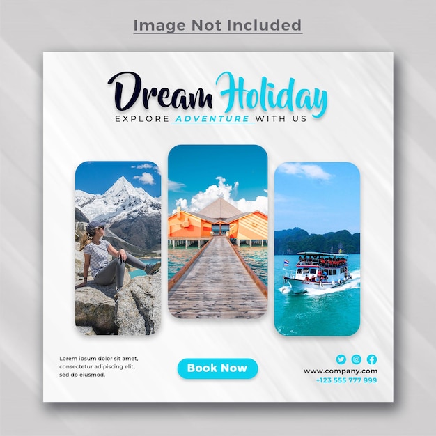 Travel holiday vacation social media post web banner
