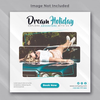 Travel holiday vacation social media post web banner