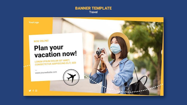 Free PSD travel horizontal banner with photo