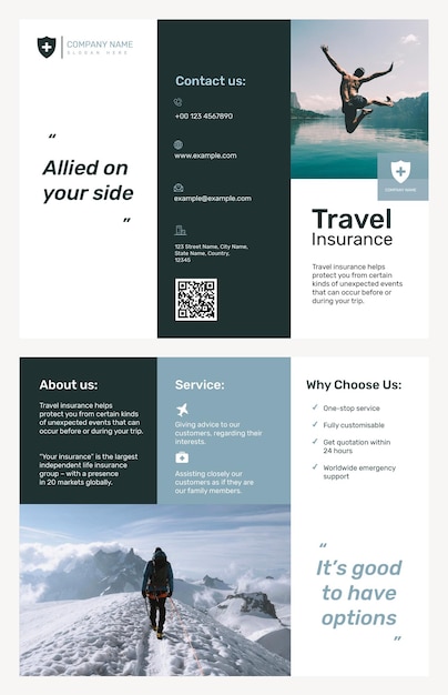 Travel Insurance Brochure Template – Free PSD Download with Editable Text