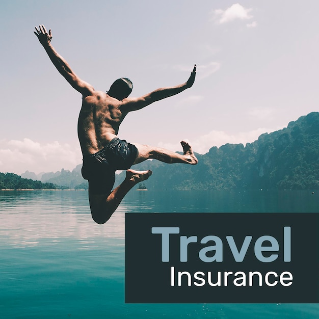 Free PSD travel insurance template psd for social media with editable text