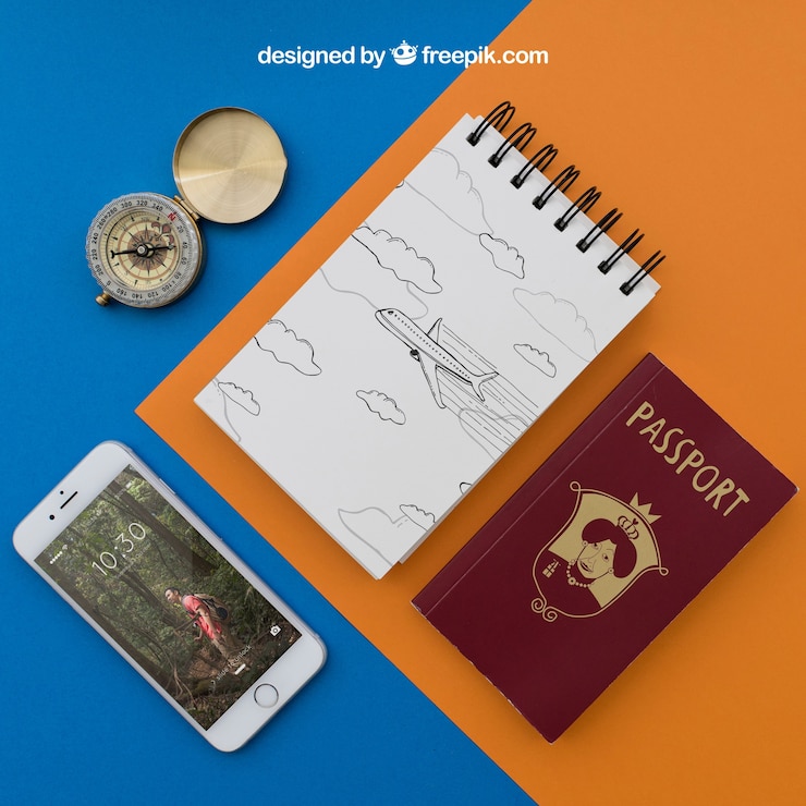 Free PSD travel items with notepad