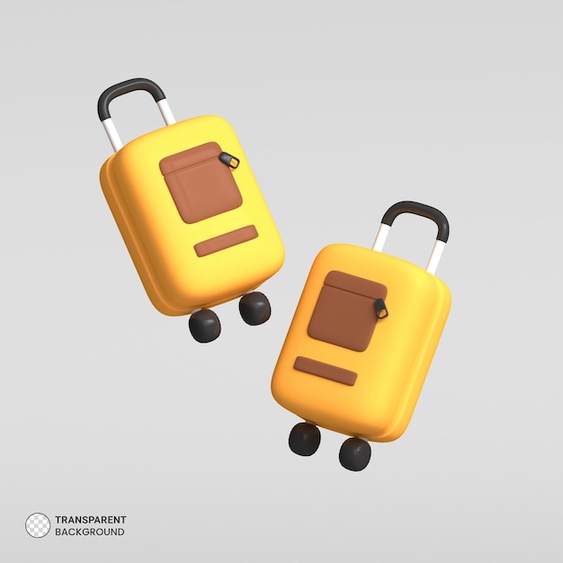 Free PSD travel luggage icon isolated 3d render illustration