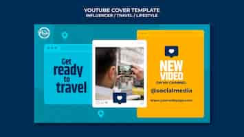 Free PSD travel media influencer youtube cover template