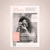 Free PSD travel newspaper template cover