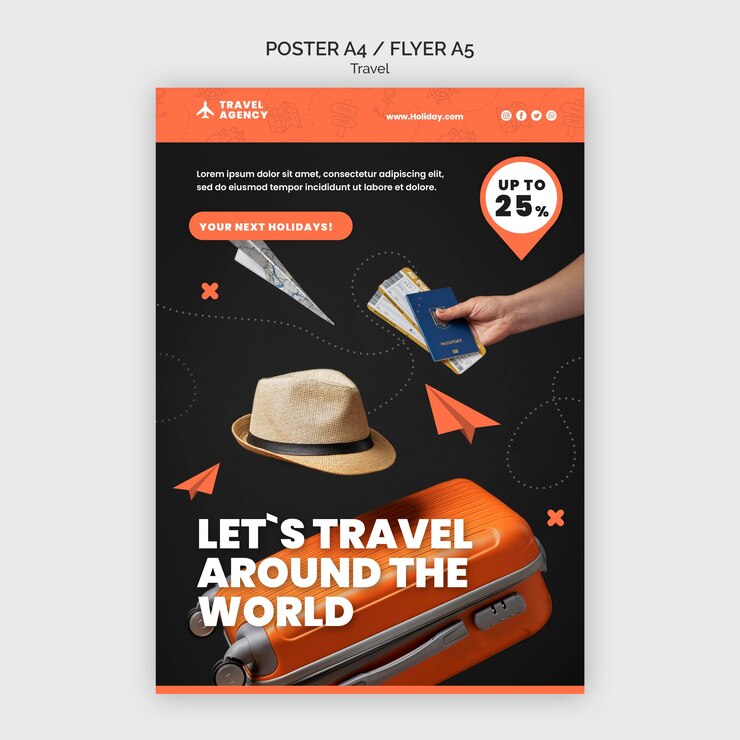無料PSD 旅行ポスターデザインテンプレート