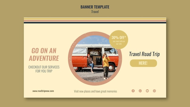 無料PSD 割引バナー テンプレートを使用した遠征旅行