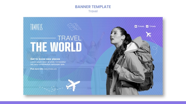 無料PSD 世界を旅するバナーテンプレート