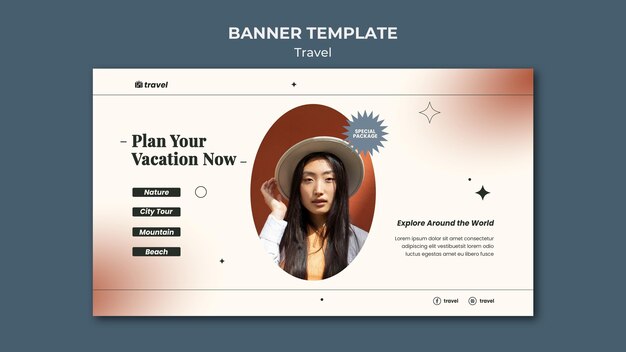 Free PSD travel time horizontal banner