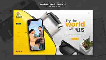 Free PSD travel time landing page template