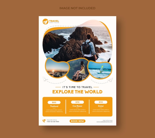 Travel tour flyer  template Free Psd