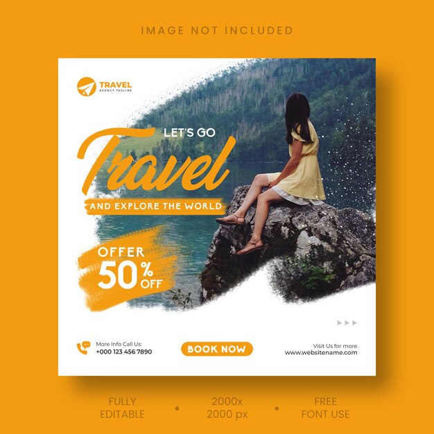 Travel tour Instagram post or social media post template