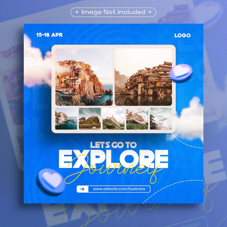 Free PSD travel and tour instagram social media post design template