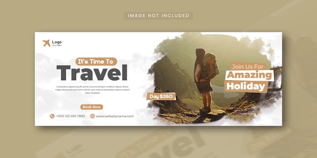 Travel and tourism Facebook cover design template
