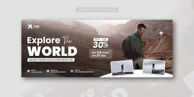 Free PSD travel and tourism facebook cover design template